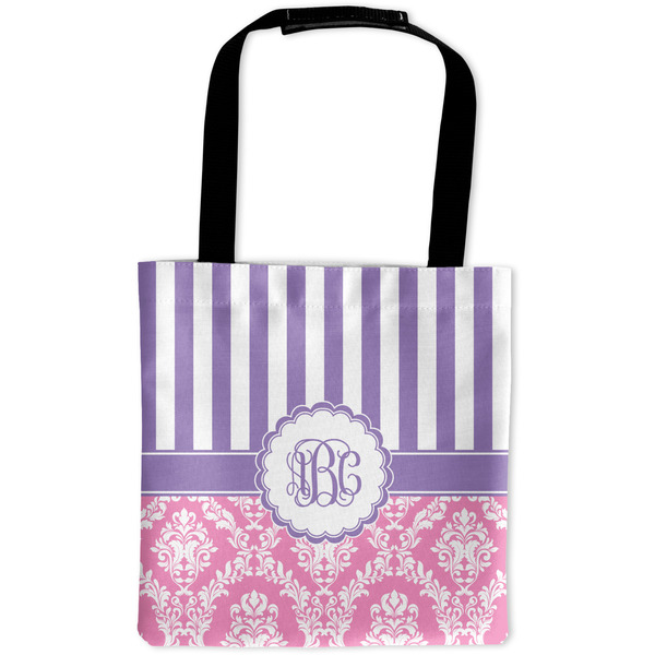 Custom Pink & Purple Damask Auto Back Seat Organizer Bag (Personalized)