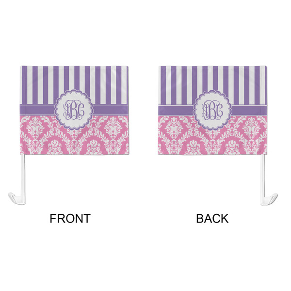 Pink & Purple Damask Car Flag - Large - APPROVAL