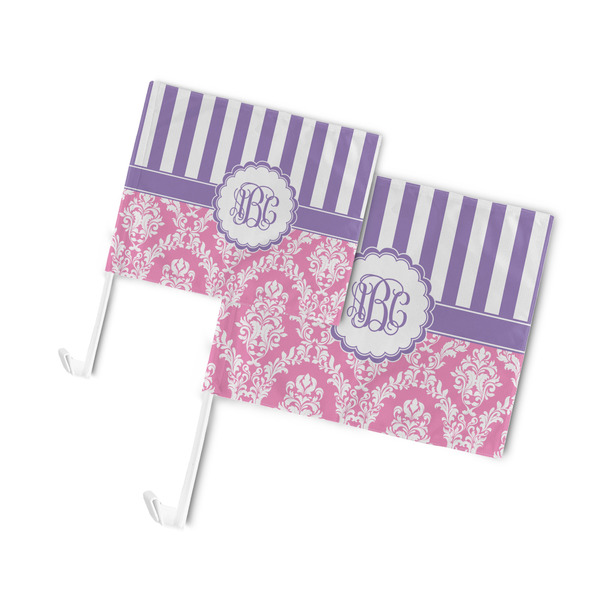 Pink & Purple Damask Car Flags - PARENT MAIN (both sizes)