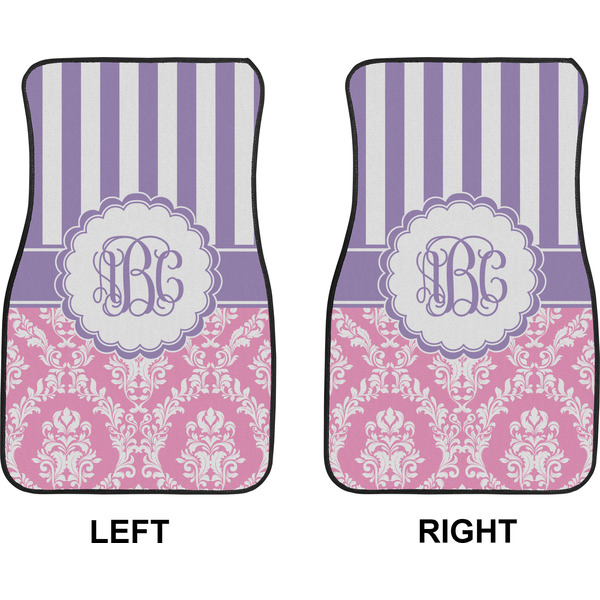 Pink & Purple Damask Car Mat Front - Approval