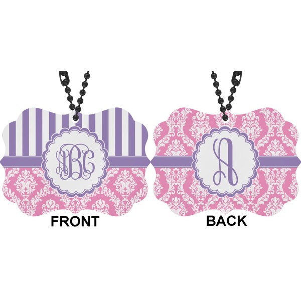 Pink & Purple Damask Car Ornament (Approval)