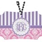 Pink & Purple Damask Rear View Mirror Ornament (Personalized)