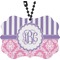 Pink & Purple Damask Rear View Mirror Decor (Personalized)