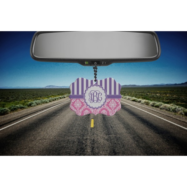 Pink & Purple Damask Car Ornament (Road)