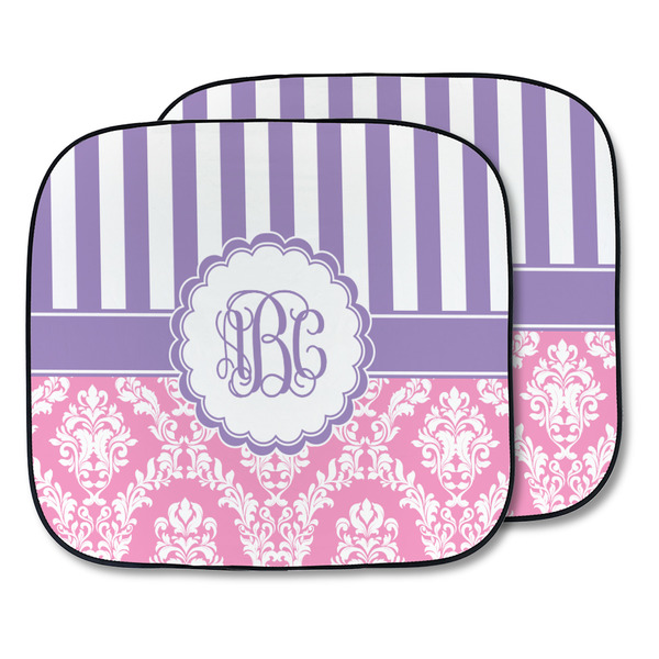 Custom Pink & Purple Damask Car Sun Shade - Two Piece (Personalized)