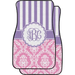 Pink & Purple Damask Car Floor Mats (Front Seat) (Personalized)