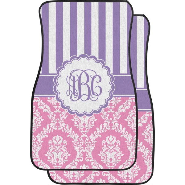Pink & Purple Damask Custom Car Floor Mats (Front Seat)