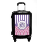 Pink & Purple Damask Carry On Hard Shell Suitcase (Personalized)