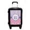 Pink & Purple Damask Carry On Hard Shell Suitcase - Front