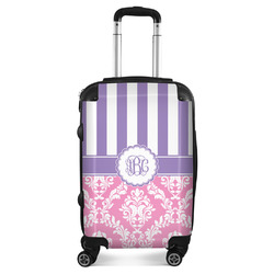 Pink & Purple Damask Suitcase - 20" Carry On (Personalized)