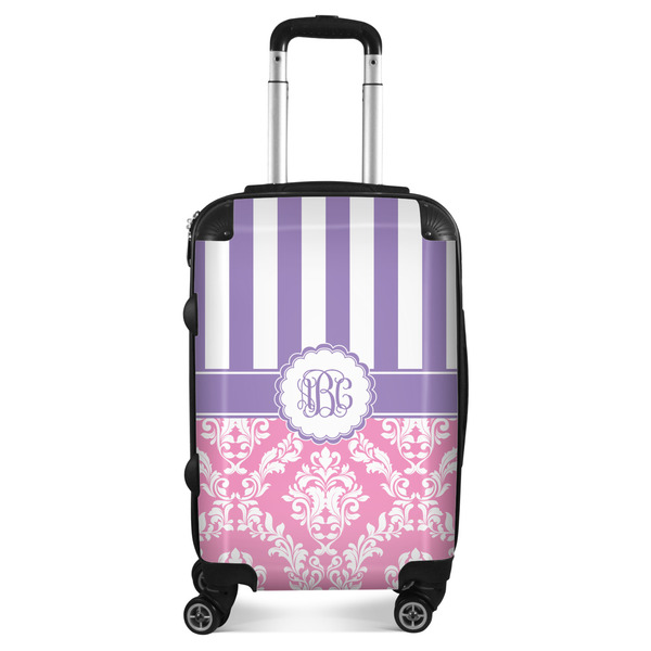 Custom Pink & Purple Damask Suitcase - 20" Carry On (Personalized)