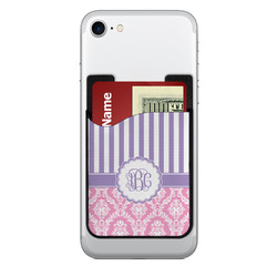 Pink & Purple Damask 2-in-1 Cell Phone Credit Card Holder & Screen Cleaner (Personalized)