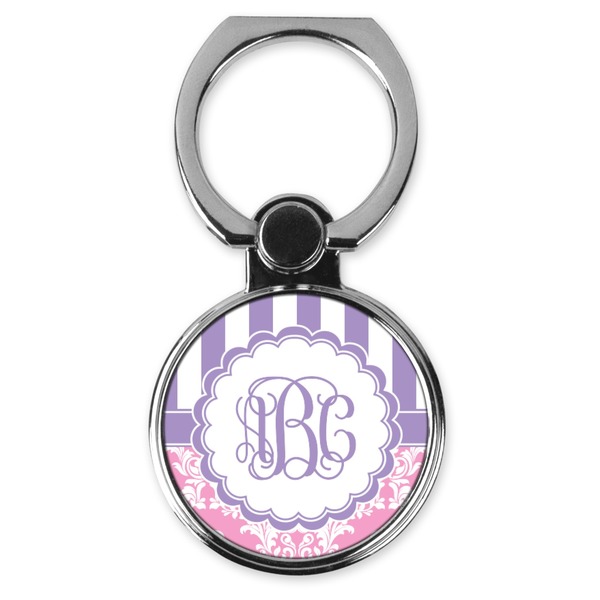 Custom Pink & Purple Damask Cell Phone Ring Stand & Holder (Personalized)