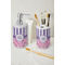Pink & Purple Damask Ceramic Bathroom Accessories - LIFESTYLE (toothbrush holder & soap dispenser)