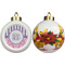 Pink & Purple Damask Ceramic Christmas Ornament - Poinsettias (APPROVAL)