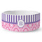 Pink & Purple Damask Ceramic Dog Bowl - Medium - Front