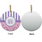 Pink & Purple Damask Ceramic Flat Ornament - Circle Front & Back (APPROVAL)