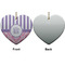 Pink & Purple Damask Ceramic Flat Ornament - Heart Front & Back (APPROVAL)