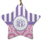 Pink & Purple Damask Ceramic Flat Ornament - Star (Front)