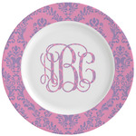 Pink & Purple Damask Ceramic Dinner Plates (Set of 4) (Personalized)