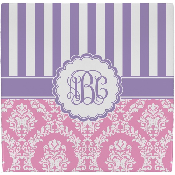 Custom Pink & Purple Damask Ceramic Tile Hot Pad (Personalized)