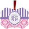 Pink & Purple Damask Christmas Ornament (Front View)