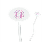 Pink & Purple Damask 7" Oval Plastic Stir Sticks - Clear (Personalized)