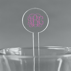 Pink & Purple Damask 7" Round Plastic Stir Sticks - Clear (Personalized)