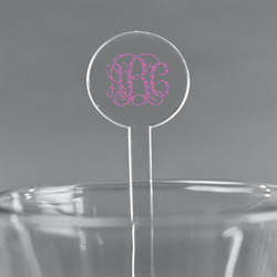 Pink & Purple Damask 5.5" Round Plastic Stir Sticks - Clear (Personalized)