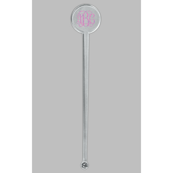 Pink & Purple Damask Clear Plastic 7" Stir Stick - Round - Single Stick
