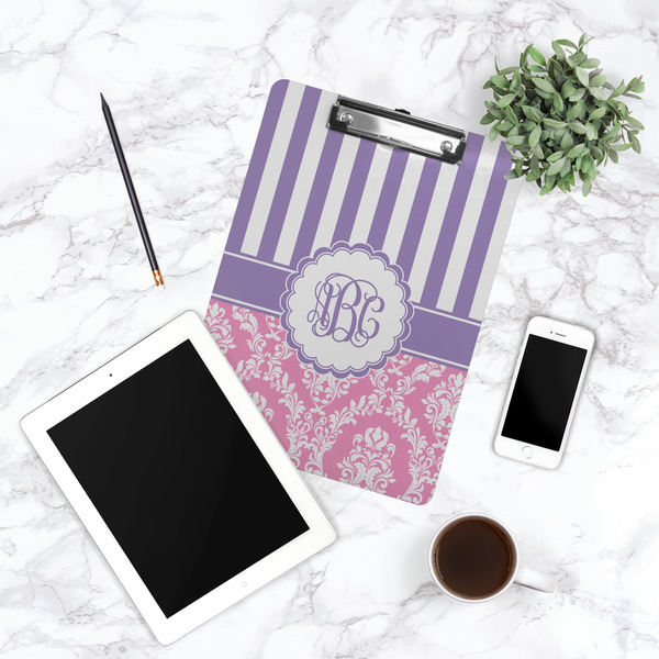 Pink & Purple Damask Clipboard - Lifestyle Photo