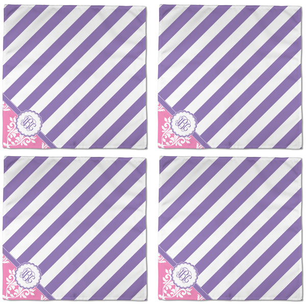 Pink & Purple Damask Cloth Napkins - Personalized Dinner (APPROVAL) Set of 4