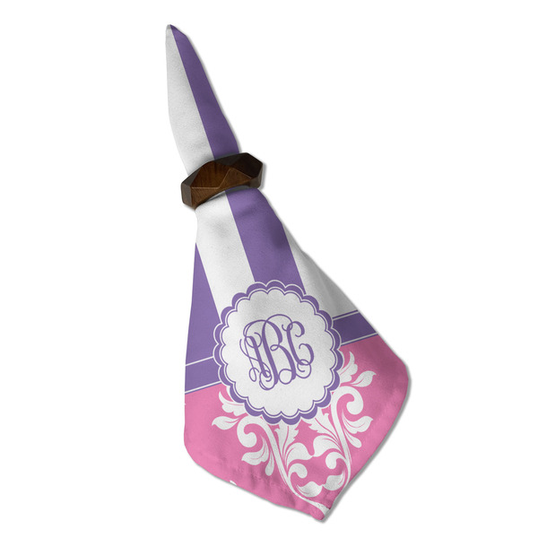 Pink & Purple Damask Cloth Napkins - Personalized Dinner (Folded in Ring) (MAIN)