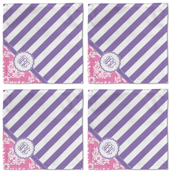 Pink & Purple Damask Cloth Napkins - Personalized Lunch (APPROVAL) Set of 4