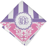Pink & Purple Damask Cloth Cocktail Napkin - Single w/ Monogram
