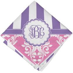 Pink & Purple Damask Cloth Napkin w/ Monogram