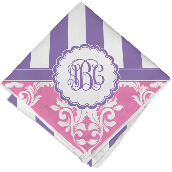 Custom Pink & Purple Damask Cloth Napkin w/ Monogram