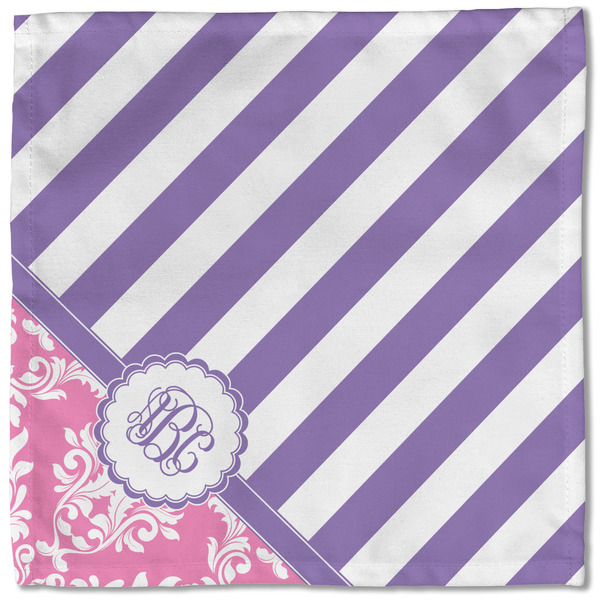 Pink & Purple Damask Cloth Napkins - Personalized Lunch (Single Full Open)