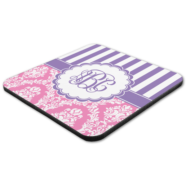 Pink & Purple Damask Coaster Set - FLAT (one)