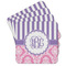 Pink & Purple Damask Cork Coaster - Set of 4 w/ Monogram
