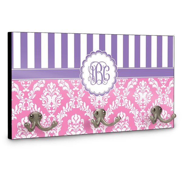 Pink & Purple Damask Coat Hanger Main
