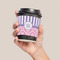 Pink & Purple Damask Coffee Cup Sleeve - LIFESTYLE