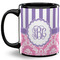 Pink & Purple Damask Coffee Mug - 11 oz - Full- Black