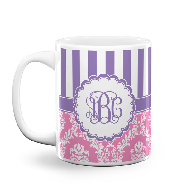Custom Pink & Purple Damask Coffee Mug (Personalized)