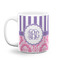 Pink & Purple Damask Coffee Mug - 11 oz - White