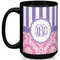 Pink & Purple Damask Coffee Mug - 15 oz - Black Full