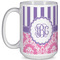 Pink & Purple Damask Coffee Mug - 15 oz - White Full