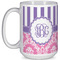 Pink & Purple Damask 15 Oz Coffee Mug - White (Personalized)