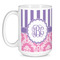 Pink & Purple Damask Coffee Mug - 15 oz - White
