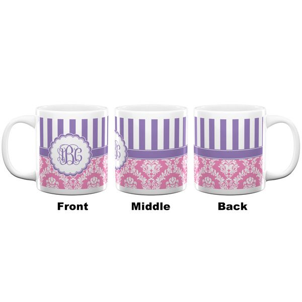 Pink & Purple Damask Coffee Mug - 20 oz - White APPROVAL